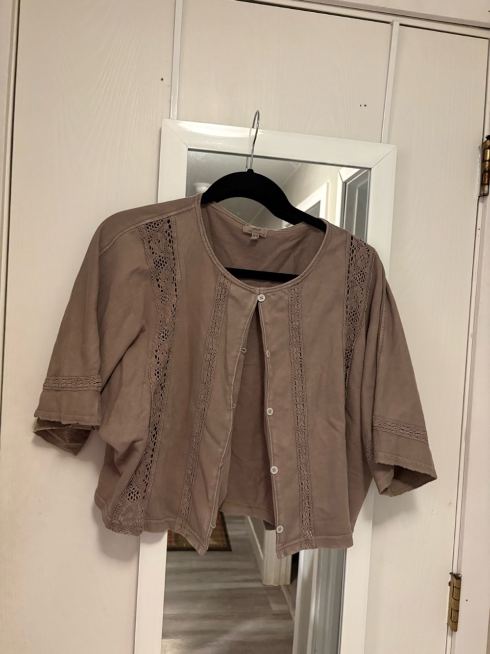 aerie Taupe Crewneck Knit Top